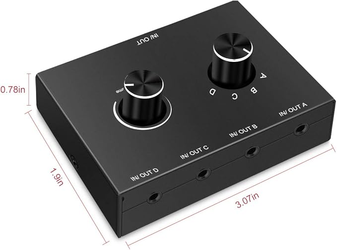 4 Port Audio Switch, 3.5mm Stereo AUX Selector, 4 Input 1 Output / 1 Input 4 - Image 7