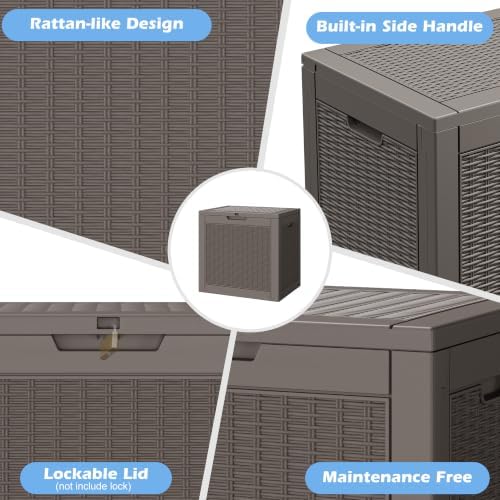 35 gallon outdoor storage box waterproof deck box showing dimensions