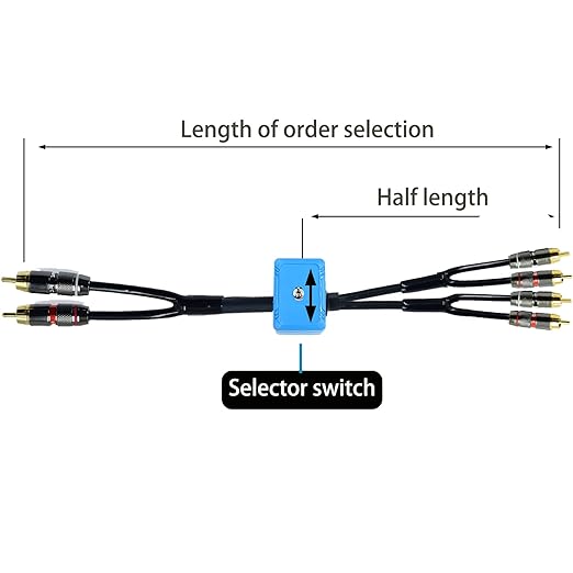 1.5ft Sound Channel swicher 2 male to 4 Male RCA Switch Selector 2 input 1 - Image 4