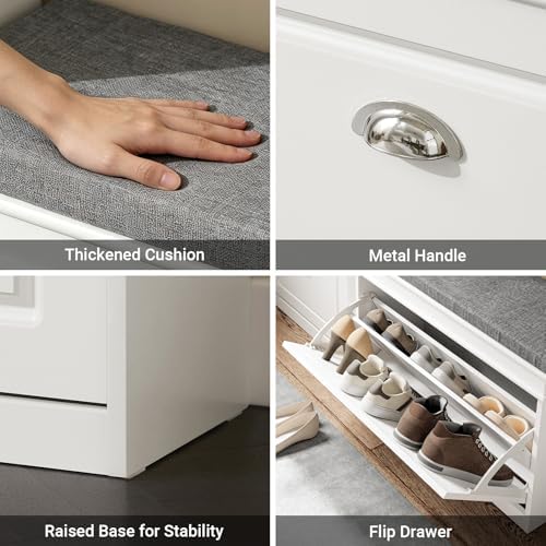 haotian shoe storage bench with cushion on a desk or shelf