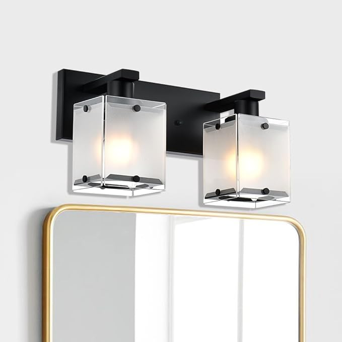 WINSHEN Black Wall Sconce Lighting, 2-Light Bathroom Vanity Light Fixture Wall - Image 2