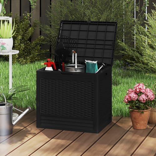tangkula 25 gallon waterproof outdoor storage box with, side view