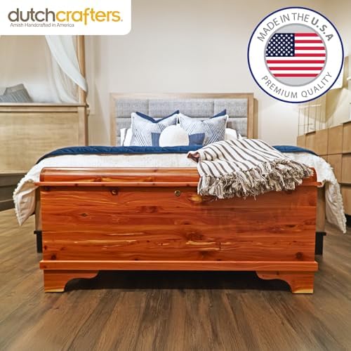 dutchcrafters cedar wood blanket storage for living room on a desk or shelf