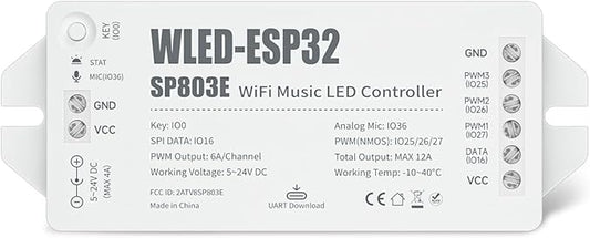 BTF-LIGHTING ESP32 WLED LED Strip Controller SP803E Built-in Mic DIY Dynamic by BTF-LIGHTING