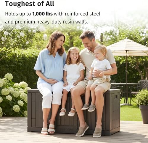 east oak 120 gallon outdoor storage box |, close-up detail