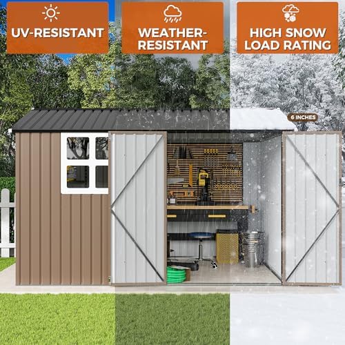 ironck 10x8.2ft outdoor storage shed with clear window, package contents