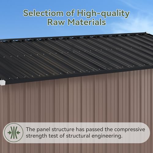 aoxun 8x6 ft lean to shed for backyard,brown showing dimensions
