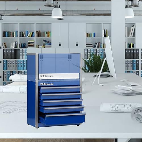 p.i.t. mini tool box,small metal toolbox organizer with, front angle view
