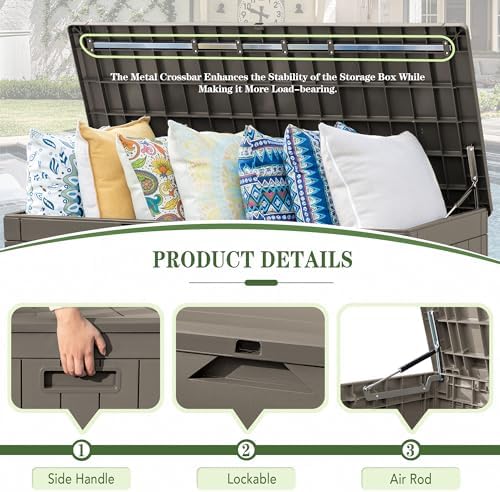 greesum 100 gallon resin deck box large outdoor, package contents