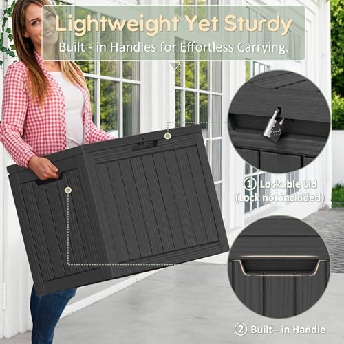 kamaboko 50 gallon outdoor storage box waterproof deck, side view