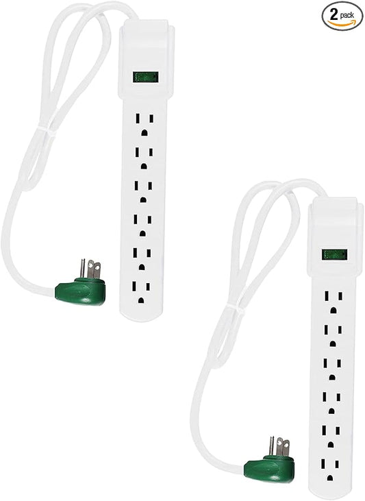 GoGreen Power Inc. 6 Outlet Surge Protector, 2.5FT Cord, 2 Pack by Unknown