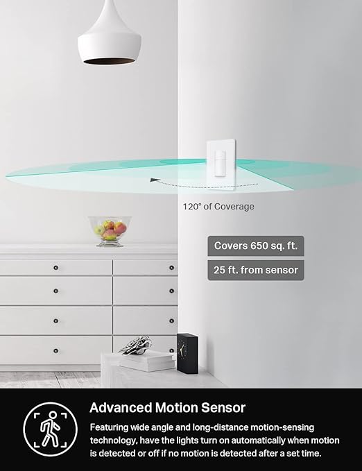 Kasa Smart WiFi Motion Sensor Switch, Single Pole, Needs Neutral Wire, 2.4GHz - Image 3