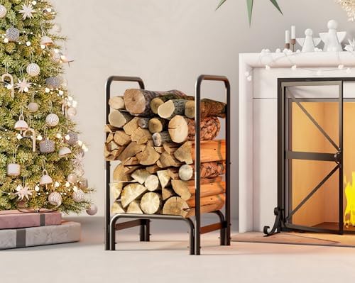 fire beauty firewood rack, carbon steel log holder on a desk or shelf