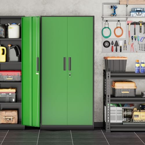 intergreat storage cabinet with doors and shelves, metal, side view