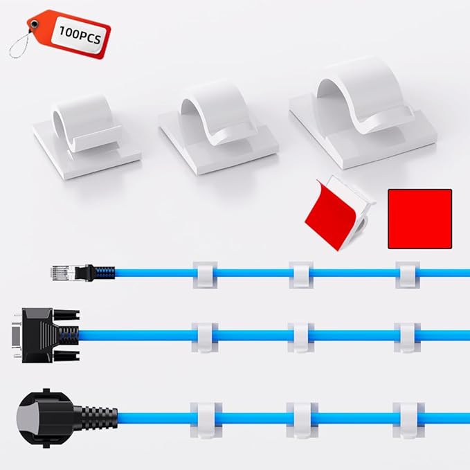 ITUGOU 100 PCS White Adhesive Cable Clips Cord Organizer, Wire Holder - Image 2
