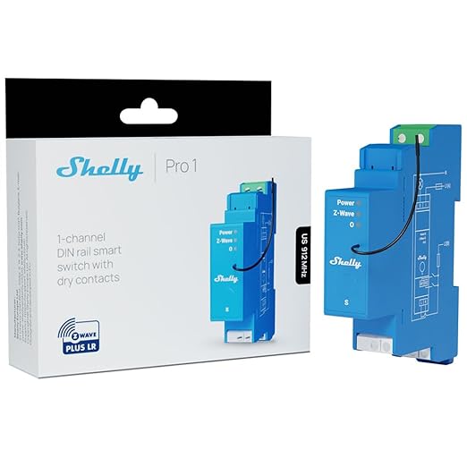 Shelly Wave Pro 1 US LR | Z-Wave Long Range Smart Relay Switch by Shelly