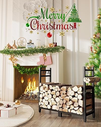 34inch firewood rack indoor with log carrier,outdoor wood shown in use