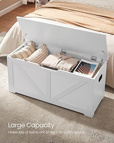 vasagle storage chest with 2 safety hinges, 15.7, side view