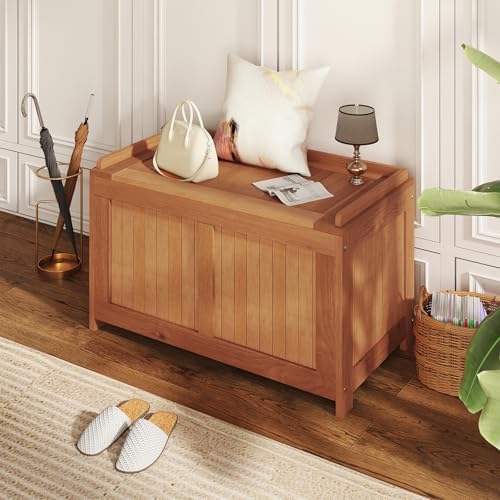 relax4life wood deck box, 52 gallon backyard storage, view 9