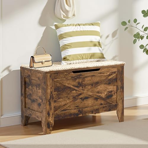 vecelo 30" storage bench, entryway shoe ottoman, farmhouse shown in use