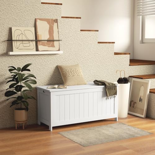 homcom storage bench cut-out handles 39.4" x 15.7" shown in use