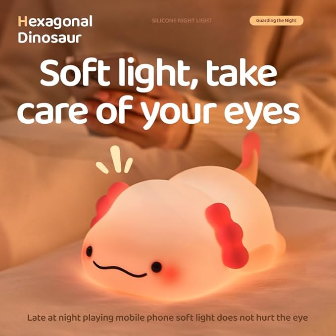ATSUI Axolotl Night Light, LED Squishy Novelty Animal Lamp, Food Grade Silicone - Image 3