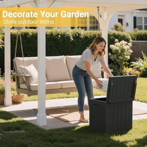 greesum outdoor storage box 31 gallon storage box shown in use