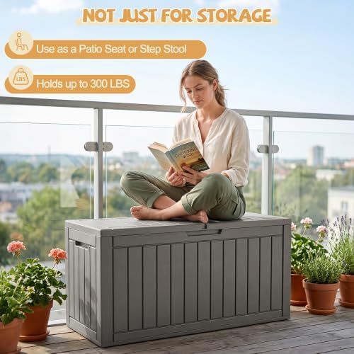 outdoor storage box waterproof, 180 gal gen 2 on a desk or shelf