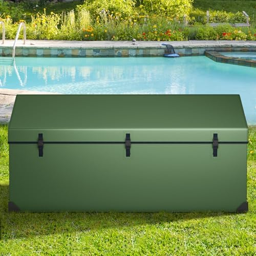 goplus outdoor storage box, 174 gallon all weather on a desk or shelf