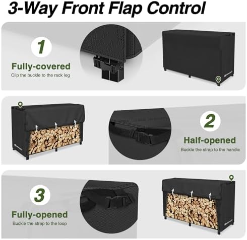 porch shield 8ft waterproof firewood rack cover (cover showing dimensions