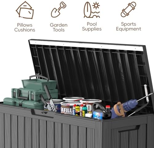 lubannese outdoor storage box, waterproof deck box, outdoor showing dimensions