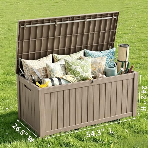 152 gallon resin outdoor storage box, waterproof deck, close-up detail