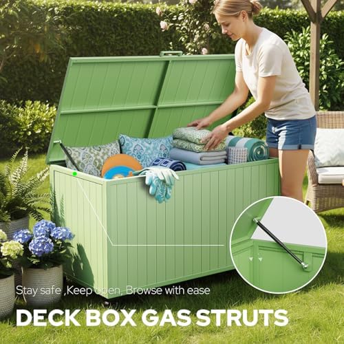 150 gallon outdoor storage box with wheels, metal, close-up detail