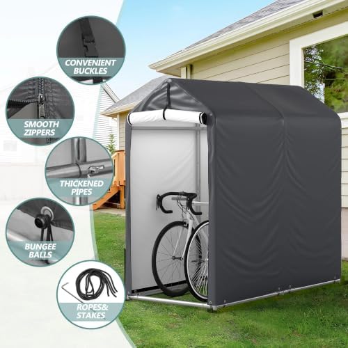 3x6 ft outdoor storage shelter, heavy duty waterproof showing dimensions