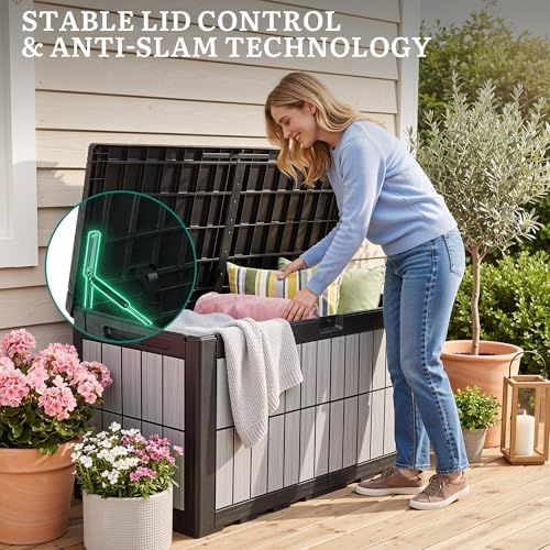yitahome 134 gallon large deck box on a desk or shelf