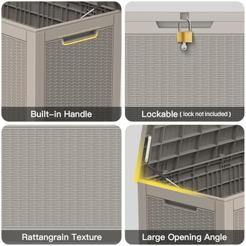 mars villa 100 gallon deck box, outdoor storage, front angle view