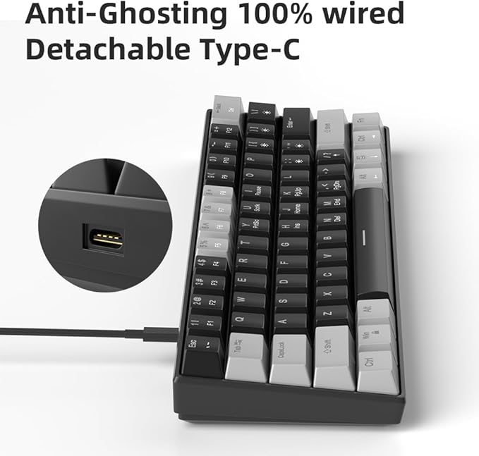 Camiysn 60% Mechanical Gaming Keyboard, Mixed Color Keycaps Gaming Keyboard - Image 6
