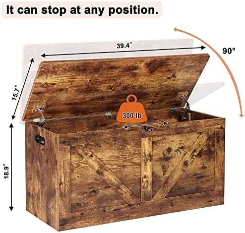 timberer 39.4" storage chest, wooden storage bench, large, close-up detail