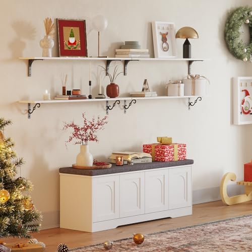 dinzi lvj shoe storage bench with cushion, door shown in use
