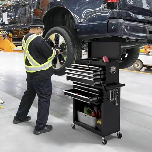 8 drawer rolling tool chest, high capacity tool shown in use