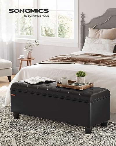 songmics storage ottoman, 46.5 inches long bed end, close-up detail