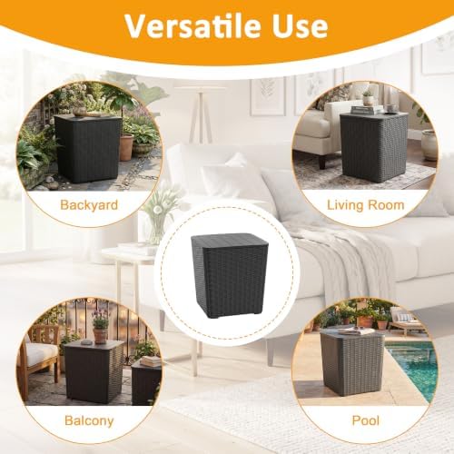 patiozen 20 gallon outdoor storage deck box, black on a desk or shelf