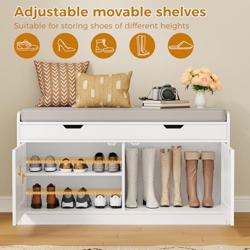 2-tier storage bench, 39.4" wide shoe bench with showing dimensions