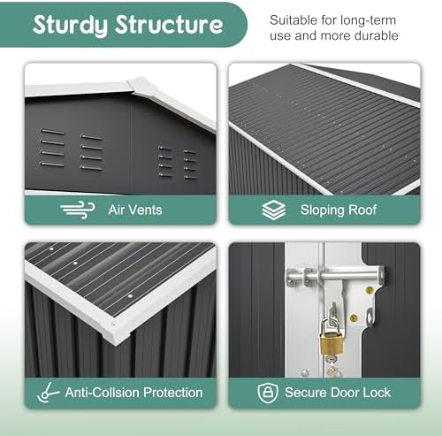yopto 10x12 ft outdoor storage shed,metal shed w/updated, front angle view