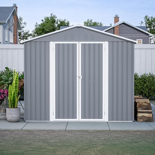 yopto 8x12 ft outdoor storage shed w/floor frame,metal, close-up detail