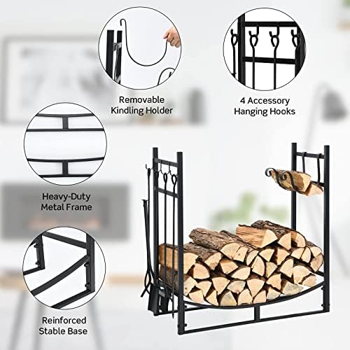 goplus firewood rack indoor, 30” firewood holder with, close-up detail
