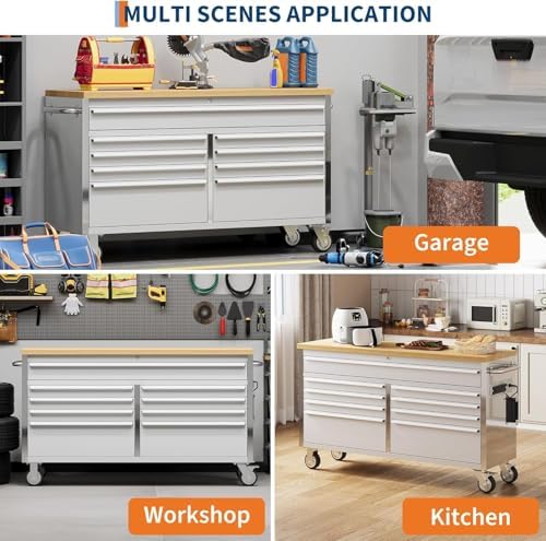 9-drawer, mobile tool chest with military-grade locking system showing dimensions
