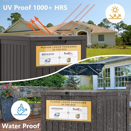 lhbgo package delivery box for outside with sign, package contents