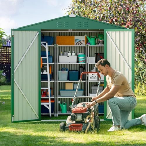 gizoon 6 x 4 ft outdoor storage shed, close-up detail