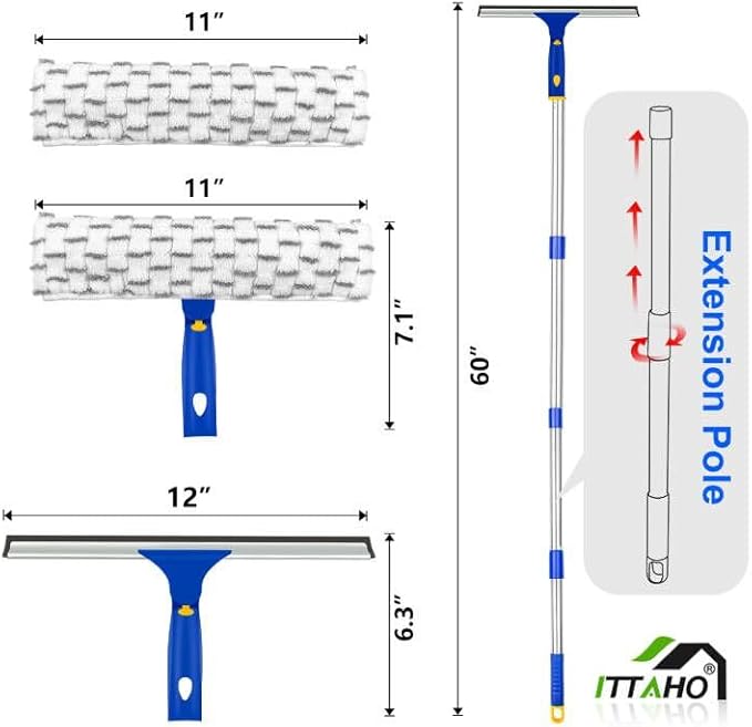 ITTAHO Squeegee for Window Cleaning, Extendable Window Cleaner for Car - Image 7